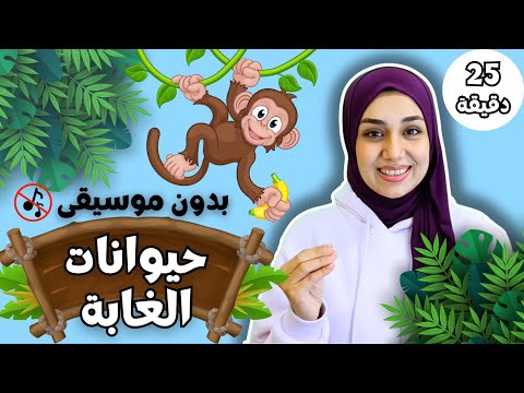 حيوانات الغابة للأطفال أصوات الحيوانات بدون موسيقى Learn Forest Animals In Arabic For