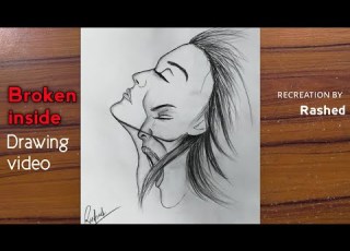 Drawing Sad Girl Broken Inside Sad Concept Drawing Pencil Sketch Recreation