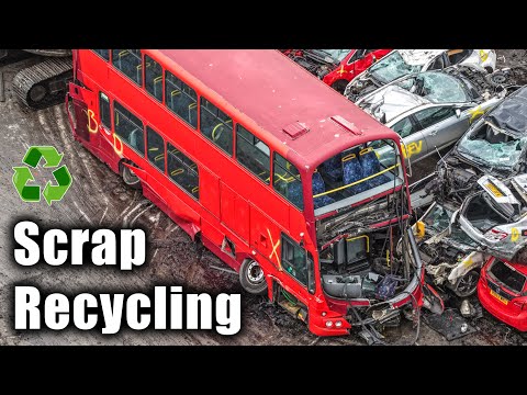 Non Stop Scrap Yard Chaos Lorries Mega Shredders Red Double Decker Bus Arrives For Destruction