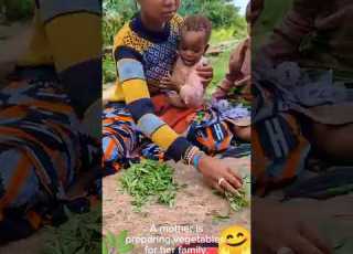 African Tribal Mom Prepares Family Meal TribalCooking AfricanVillageLife Shortsfeed Ytshorts