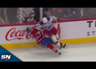 Rangers Jacob Trouba Catches Justin Barron With Crushing Hit