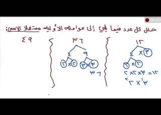  تحليل الأعداد إلى عواملها الأولية وكتابتها باستعمال الأسس