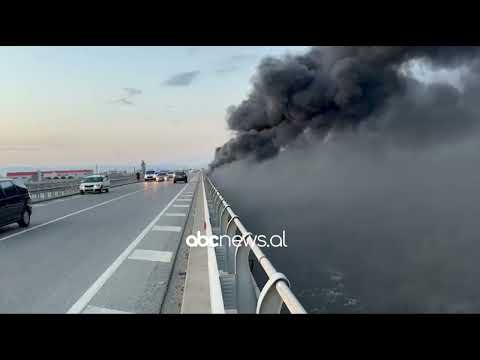 Superstrada Lezhë Milot Mbulohet Nga Tymi Digjen Goma Pranë Urës Mbi Lumin Mat ABC News Albania
