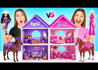  We Build Amazing Doll House Barbie Vs Bratz Challenge Funny Challenges