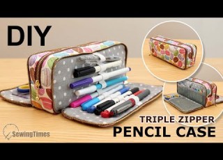  DIY Triple Zipper Pencil Case Large Capacity Stationery Pouch Tutorial Sewingtimes
