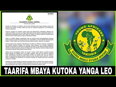 LIVE KIMENUKAA TAARIFA MBAYA KUTOKA YANGA MUDA HUU WATANGAZA JAMBO HILI ZITO HALI NI MBAYA YANGA