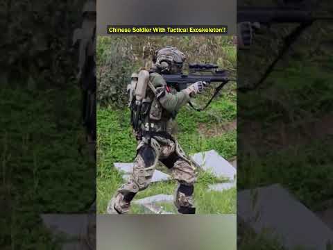 Chinese Soldier Fires With Tactical Exoskeleton Chinese Soldier Fires With Tactical Exoskeleton