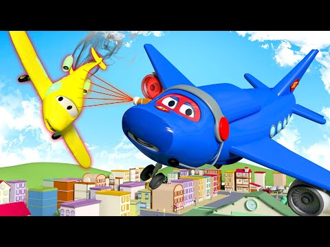 الشاحنة الخارقة الطائرة الضخمة مدينة السيارات رسوم متحركة للأطفال