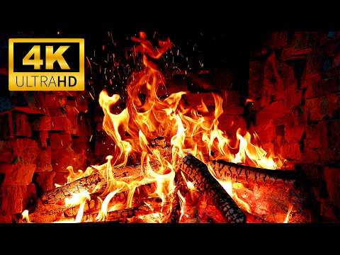 High Quality Fireplace 4K Relaxing Crackling Fireplace With Warm Logs Fire Sound Cozy Ambience