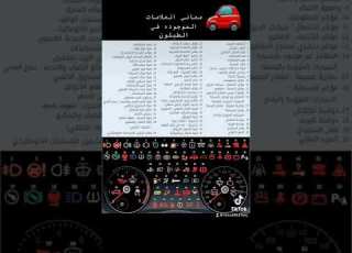  معاني العلامات الموجوده في طبلون السيارات