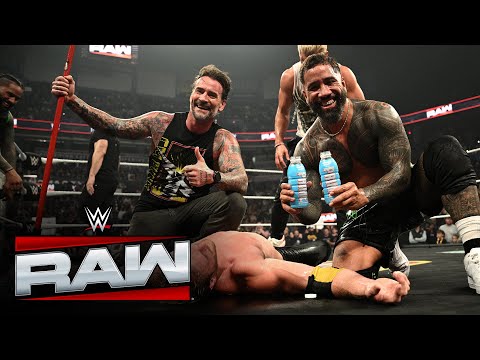 Logan Paul Gets Mauled By Roman Reigns Cody Rhodes CM Punk And Usos Raw Exclusive Nov 24 2025