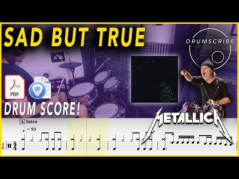 Sad But True Metallica Drum SCORE Sheet Music 128 DRUMSCRIBE