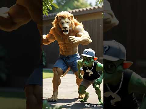 الاسد يضرب السحليه Anime الرسوم انمي حيوانات