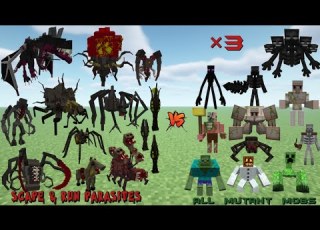 All Parasites Scape And Run Parasites MOD VS 3 All Mutant Mobs In MINECRAFT Minecraft Vs Mc