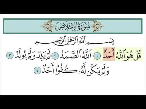 سورة الإخلاص للأطفال مع تتبع الكلمات المصحف المعلم لخليفة الطنيجي Surah Al Ikhlas