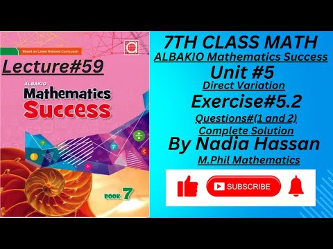 Unit 5 Solution Exercise 5 2Q 1 And 2 Direct Variation ALBAKIO Mathematics Success Class 7