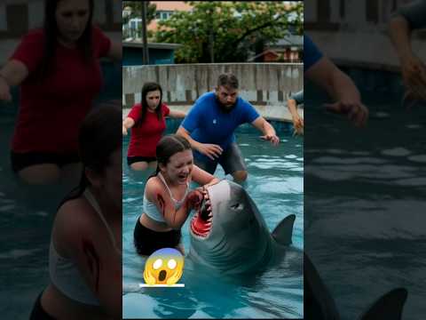 شاهد قرش يعض فتاة وسط بركة مائية اوشخاص يحاولون مساعدتها وهي تبكي Shark قرش حوت فتاة الماء ماء