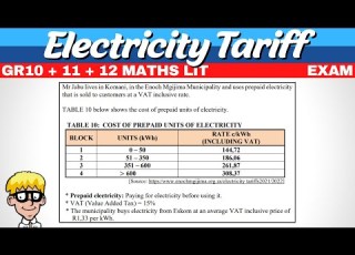 Electricity Tariff Exam Question Gr 12 Gr 11 Gr 10