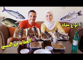 تحدي اكبر اكلة سمك 3 انواع مختلفة وكمية ارز كبيرة من اكبر مطعم سمك فى بورتو السخنة العقاب في البسين