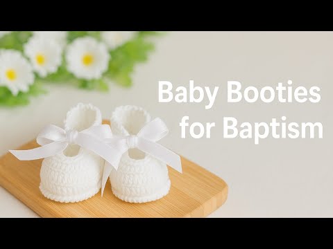 White Crochet Baby Booties With Ribbon Perfect For Newborn Gift Or Baptism