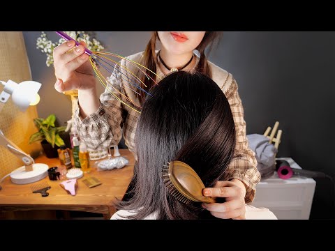 ASMR お姉ちゃんと本物のリアル頭皮マッサージとヘアブラッシング