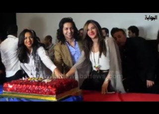 أبطال مسلسل نيللي وشيريهان يحتفلون بعيد ميلاد مؤلف العمل
