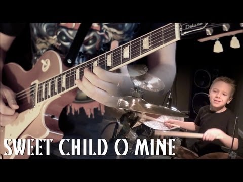 SWEET CHILD O MINE By Guns N Roses Instrumental Cover Ft AveryDrummer 6 Years Old