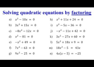 Solving Quadratic Equations By Factoring Algebra