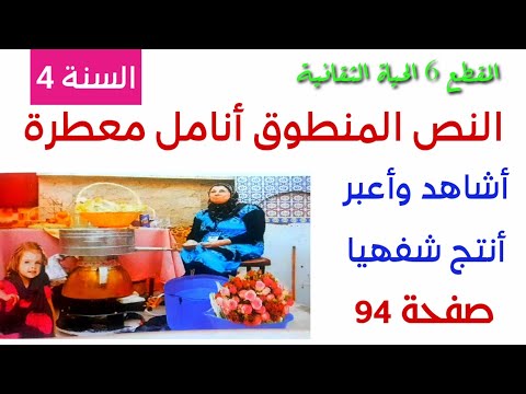 حل النص المنطوق أنامل معطرة أشاهد وأعبر أنتج شفهيا صفحة 94 للسنة 4 ابتدائي حل النص المنطوق أنامل معطرة أشاهد وأعبر أنتج شفهيا صفحة 94 للسنة 4 ابتدائي