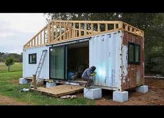 Jong Stel Bouwt DIY CONTAINERWONING Met TERRAS Van Begin Tot Eind Door Construyendo Juntos