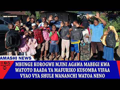 WANACHI MBEZA WAMSHUKURU MBUNGE NJAMA KWAKUGAWA MABEGI KWA WATOTO AMBAO YA VIFAA VYAO VILISOMBWA NA