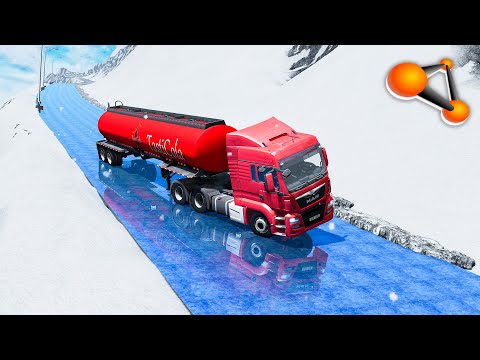 Cars Slide On An Icy Road In The Mountains BeamNG Drive