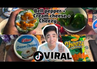  FOODIE TRENDS BELL PEPPER CREAM CHEESE WITH CHEEZY TIKTOK VIRAL FOOD SNACK HONEST REVIEW