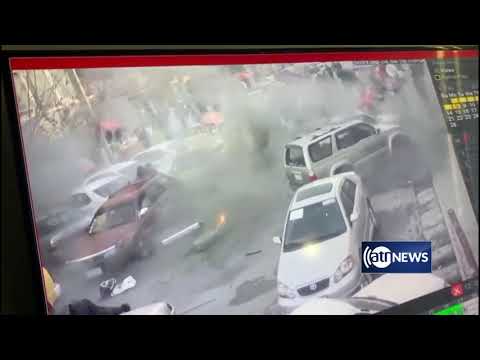 The Moment A Mine Went Off Against A Car In Kabul لحظه انفجار ماین در شهر کابل چهار راهی پشتونستان
