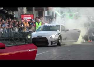 Liberty Walk GTR Starts On Fire Leaving SEMA