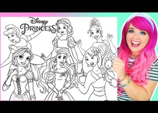  Coloring Disney Princess Coloring Pages Cinderella Tiana Snow White Ariel Mulan Rapunzel