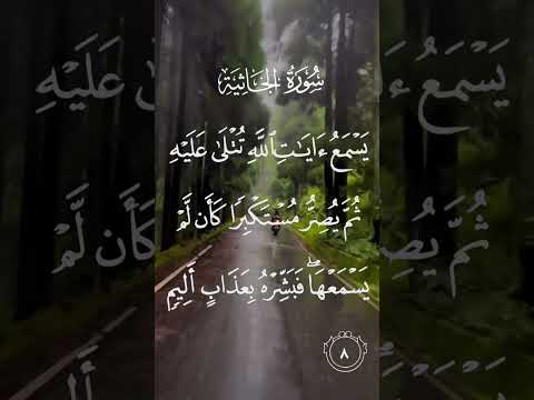 سورة الجاثيه يسمع أيات الله تتلى عليه ثم يصر مستكبرا كأن لم يسمعها فبشره بعذاب أليم الاية ٨ سورة الجاثيه يسمع أيات الله تتلى عليه ثم يصر مستكبرا كأن لم يسمعها فبشره بعذاب أليم الاية ٨