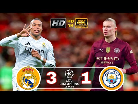 هاااتريك مبابي مباراة ريال مدريد ومانشستر سيتي 3 1 دوري ابطال اوروبا 2025 تعليق عربي حفيظ دراجي