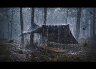  CAMPING HEAVY RAIN POWER FULL BRUTAL RAINSTORM RELAXING HEAVY RAIN CAMPING ASMR
