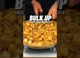 THE BEST Bulking Meal Prep Creamy Garlic Beef Pasta OVER 1000 Calories With 72g Protein