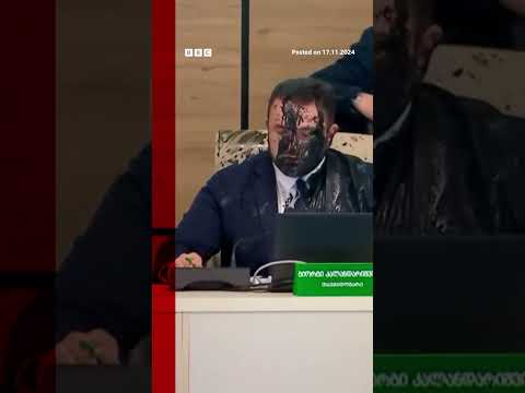 Moment Georgia Election Chief Doused In Paint By Opposition Official Georgia BBCNews