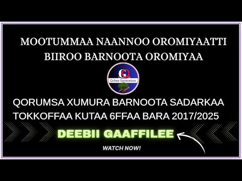 Deebii Qormaata Ministirii Kutaa 6ffaa Afaan Oromoo Bara 2017 2025