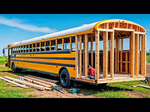 Family Transforms School Bus Into Dream Home 2 YEAR TIMELAPSE By Lifeanywhere