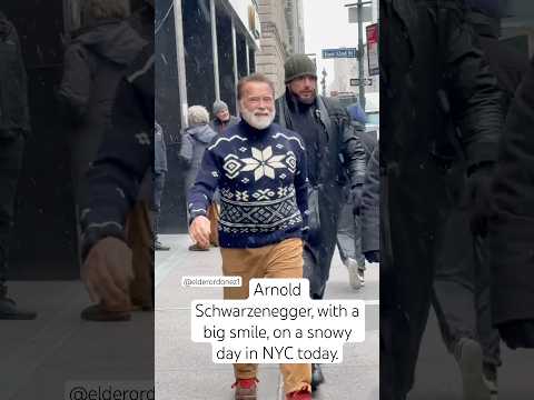 Arnold Schwarzenegger With A Big Smile On A Snowy Day In New York Today Newyork Nyc