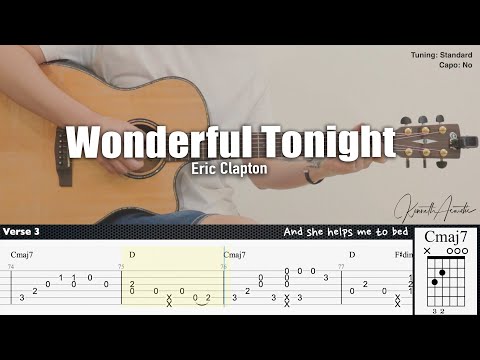 Wonderful Tonight Eric Clapton Fingerstyle Guitar TAB Chords Lyrics