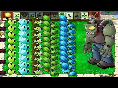 Plants Vs Zombies 99 Gatling Pea Vs Winter Melon Vs 999 Zombies
