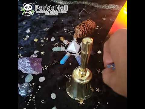 Brass Hand Bell Tarot Ritual Meditation Alarm Star Moon Lotus Triangle Pandahall Decoracion