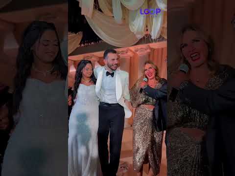 احمد سعد و يسرا يغنيان نغزة برفقة بيومي فؤاد في زفاف نجله