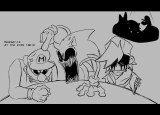 Kids Table Pasta Night But Sonic EXE Mario EXE Gold Sing FNF Cover