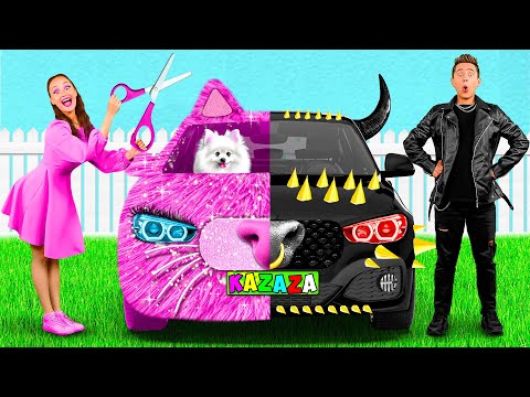 بينك كار مقابل بلاك كار تشالينج حروب المزحة KaZaZa Challenge